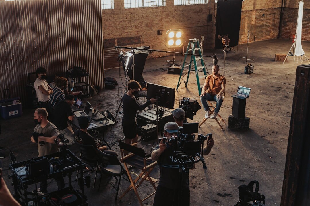 actors on film set
